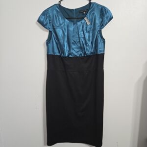 M#8 Tiana B Colorblock Midi Round Neck Short Sleeve Dress Ptp: 17.5"